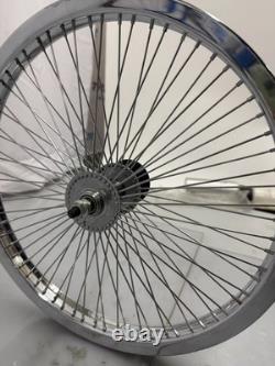 Ensemble de 20 Jantes de Roue de Vélo 68 rayons Arrière & Avant Chrome Cruiser de Plage Lowrider
