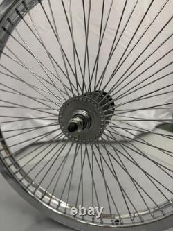 Ensemble de 20 Jantes de Roue de Vélo 68 rayons Arrière & Avant Chrome Cruiser de Plage Lowrider