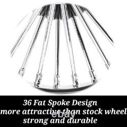 Ensemble de jantes avant et arrière à rayons gras chromés de 16 x 3,5 pouces pour Harley Touring Softail