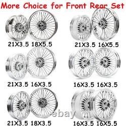 Ensemble de jantes avant et arrière à rayons gras chromés de 16 x 3,5 pouces pour Harley Touring Softail