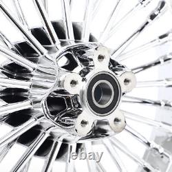 Ensemble de jantes avant et arrière à rayons gras chromés de 16 x 3,5 pouces pour Harley Touring Softail