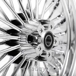 Ensemble de jantes avant et arrière à rayons gras chromés de 16 x 3,5 pouces pour Harley Touring Softail
