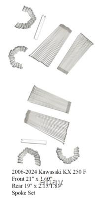 Ensemble de rayons avant 21 x 1.60 arrière 19 x 2.15/1.85 pour Kawasaki KX 250 F 2006-2024