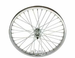 Ensemble de roues à roue libre en acier pour vélo de 20 x 2,125 pouces à l'avant et à l'arrière, avec 36 rayons de 12G en chrome.