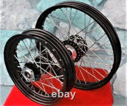 Ensemble de roues avant/arrière à 40 rayons noirs pour Harley Softail Fxst Fxwg Dyna Wide Glide