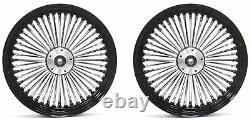 Ensemble de roues avant/arrière à rayons larges de 16 pouces en ABS noir pour Harley Softail Heritage Deluxe Slim