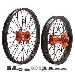Ensemble de roues avant et arrière 21 / 19 moyeu orange pour SXF SX EXC XCW 125-540 pour HUSQVARNA