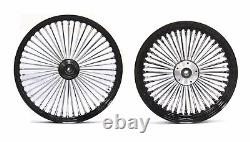Ensemble de roues avant et arrière à rayons épais noirs de 21 pouces à l'avant et de 16 pouces à l'arrière pour Harley Softail Fxst Night Train