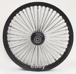 Ensemble de roues avant et arrière en noir/chrome à 48 rayons pour Harley XL Dyna, 21 x 2,15 pouces à l'avant et 16 x 3,5 pouces à l'arrière.