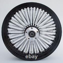Ensemble de roues avant et arrière en noir/chrome à 48 rayons pour Harley XL Dyna, 21 x 2,15 pouces à l'avant et 16 x 3,5 pouces à l'arrière.