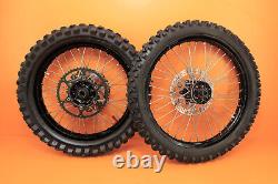 Ensemble de roues avant et arrière noires RM250 RM 250 2001-2008 avec moyeu, jante, rayons et pneu 21/19
