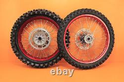Ensemble de roues avant et arrière rouges EXCEL 2000 99-02 KX250 KX 250 moyeu jante rayons pneu 19/21