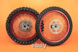 Ensemble de roues avant et arrière rouges EXCEL 2000 99-02 KX250 KX 250 moyeu jante rayons pneu 19/21