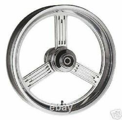 Ensemble de roues chromées à 3 rayons 21 x 3.50 avant et 16 x 5.5 arrière par Eddie Trotta Harley