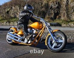 Ensemble de roues chromées à 3 rayons 21 x 3.50 avant et 16 x 5.5 arrière par Eddie Trotta Harley