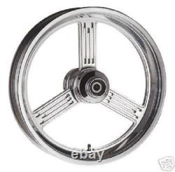 Ensemble de roues chromées à 3 rayons 21 x 3.50 avant et 16 x 5.5 arrière par Eddie Trotta Harley