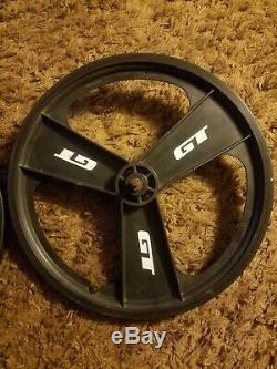 Gt Bmx Performer Roues En Alliage 20 1980 1990 Fan Mag Avant Et Arrière 3 Spoke / Blades