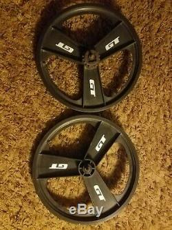 Gt Bmx Performer Roues En Alliage 20 1980 1990 Fan Mag Avant Et Arrière 3 Spoke / Blades