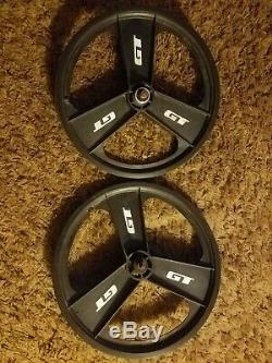 Gt Bmx Performer Roues En Alliage 20 1980 1990 Fan Mag Avant Et Arrière 3 Spoke / Blades