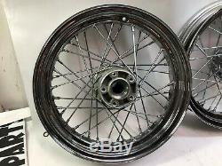 Harley Chrome 16 Jantes De Roues À Rayons Arrière Avant De Palier Étanche