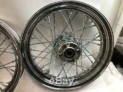 Harley Chrome 16 Jantes De Roues À Rayons Arrière Avant De Palier Étanche