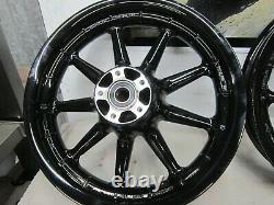 Harley Oem Mag Set Front Rear Wheel 9 Spoke Touring Oem 16x3 Black Powder Coat