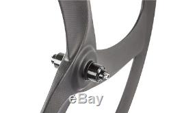 Haute Qualité 700c 50mm Carbone Vélo Tri Spoke Wheelset Vélo 3 Rayons Roues