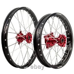 Jante Tusk Impact Avant et Arrière 1.60x21/2.15x18 Jante Noire/Spokes Argent/Hub Rouge