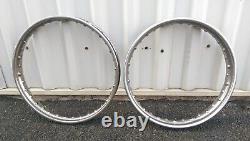 Jantes de roue en chrome authentiques Dunlop à 40 rayons pour James Super Swift à l'avant et à l'arrière.