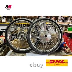 Jantes de roues avant et arrière en chrome 72 rayons avec pneus complets pour Honda C50 C70 C90 GBO