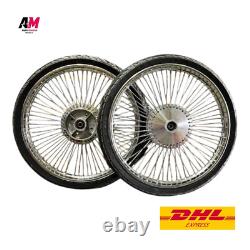 Jantes de roues avant et arrière en chrome 72 rayons avec pneus complets pour Honda C50 C70 C90 GBO
