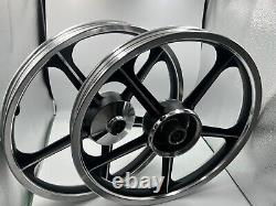 Jantes de sport Honda C70 Passport 1 paire noire avec bagues de roulement 5 rayons de 17 pouces