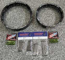 Jantes noires SM PRO HONDA CRF110 & kit de rayons Bulldog avant et arrière CRF BBR 100%