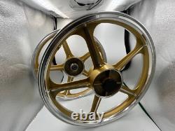 Jantes sport Honda C70 Passport, 1 paire, dorées avec bague de roulement, 5 branches, 17 pouces