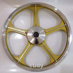 Jantes sport Honda C70 Passport, 1 paire, dorées avec bague de roulement, 5 branches, 17 pouces