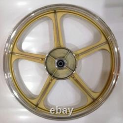 Jantes sport Honda C70 Passport, 1 paire, dorées avec bague de roulement, 5 branches, 17 pouces