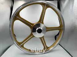 Jantes sport Honda C70 Passport, 1 paire, dorées avec bague de roulement, 5 branches, 17 pouces
