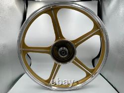 Jantes sport Honda C70 Passport, 1 paire, dorées avec bague de roulement, 5 branches, 17 pouces