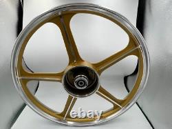 Jantes sport Honda C70 Passport, 1 paire, dorées avec bague de roulement, 5 branches, 17 pouces