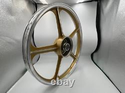 Jantes sport Honda C70 Passport, 1 paire, dorées avec bague de roulement, 5 branches, 17 pouces