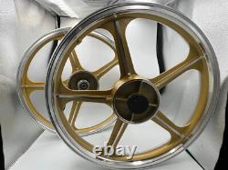 Jantes sport Honda C70 Passport, 1 paire, dorées avec bague de roulement, 5 branches, 17 pouces