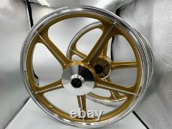 Jantes sport Honda C70 Passport, 1 paire, dorées avec bague de roulement, 5 branches, 17 pouces