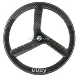 Jeu de roues avant arrière en carbone pour vélo à pignon fixe, 3 rayons, profondeur de 88 mm