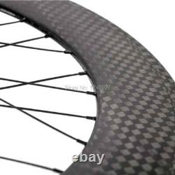 Jeu de roues avant arrière en carbone pour vélo à pignon fixe, 3 rayons, profondeur de 88 mm