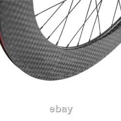 Jeu de roues avant arrière en carbone pour vélo à pignon fixe, 3 rayons, profondeur de 88 mm