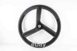 Jeu de roues avant arrière en carbone pour vélo à pignon fixe, 3 rayons, profondeur de 88 mm