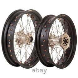 Jeu de roues avant et arrière Tusk SM 17x3.50 jante noire mate/rayon argent/hub en magnésium