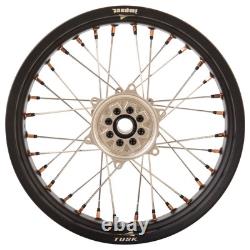 Jeu de roues avant et arrière Tusk SM 17x3.50 jante noire mate/rayon argent/hub en magnésium