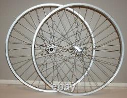 Jeu de roues avant et arrière de vélo en alliage 26x1.75 14g 36 rayons essieu 3/8 moyeu libre argent