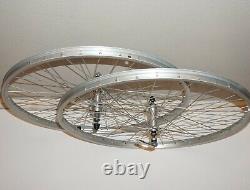 Jeu de roues avant et arrière de vélo en alliage 26x1.75 14g 36 rayons essieu 3/8 moyeu libre argent